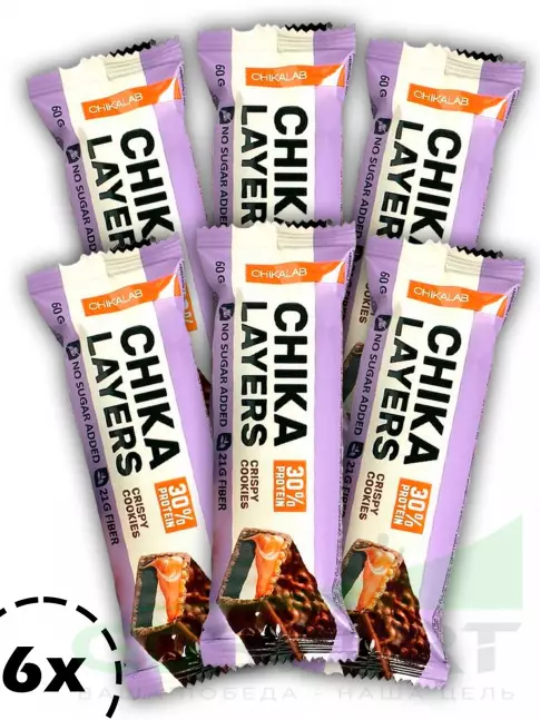 Протеиновый батончик Chikalab Chika Layers 6 х 60 г, Хрустящее печенье с двойным шоколадом Протеиновый батончик Chikalab Chika Layers 6 х 60 г, Хрустящее печенье с двойным шоколадом