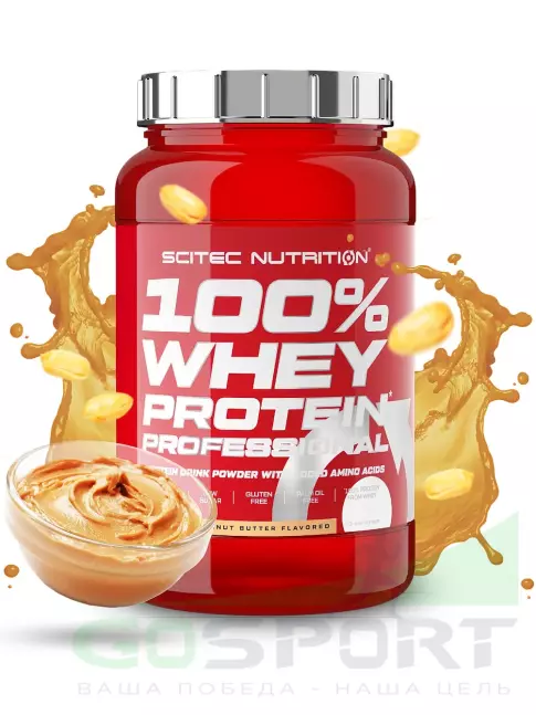 Сывороточный протеин Scitec Nutrition 100% Whey Protein Professional 920 г, Арахисовое масло Сывороточный протеин Scitec Nutrition 100% Whey Protein Professional 920 г, Арахисовое масло
