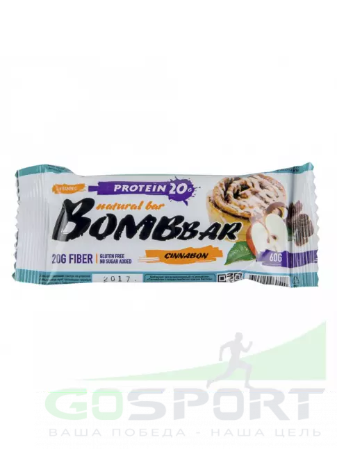 Протеиновый батончик BombBar Protein Bar 15 x 60 г, Яблоко - Корица