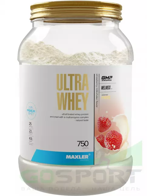 Сывороточный протеин MAXLER Ultra Whey 750 г, Клубничный молочный коктейль