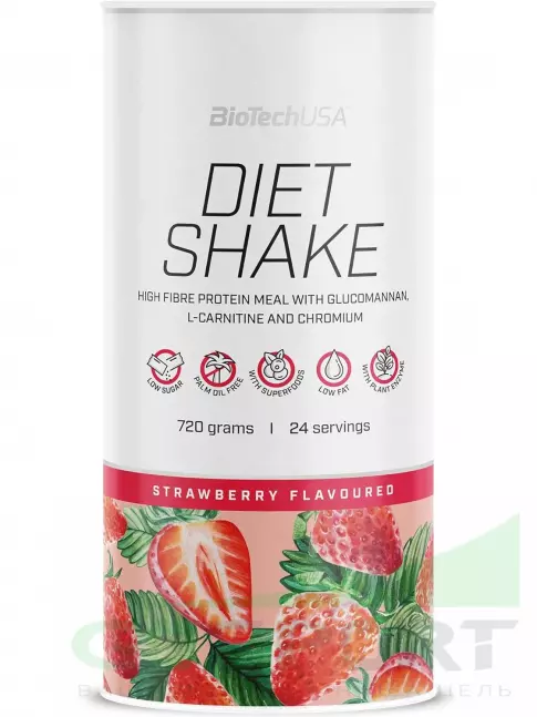 Сывороточный протеин BioTechUSA Diet Shake 720 г, Клубника