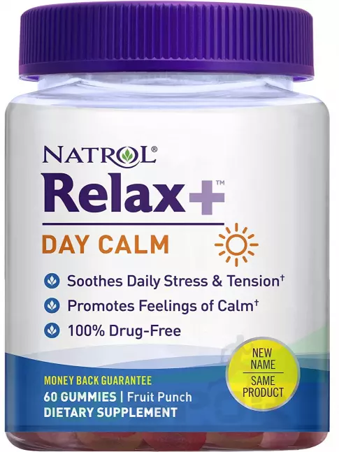  Natrol Relax+ Day Calm 60 мармеладок, Фруктовый Пунш