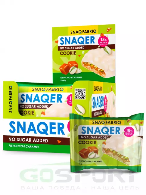 Протеиновый батончик SNAQ FABRIQ Печенье SNAQER 10 x 45 г, Фисташка-карамель