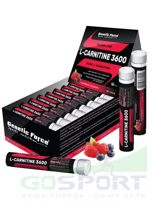 L-Карнитин жидкий GENETIC FORCE L-CARNITINE 3600 30 шотов, Малина-Черника