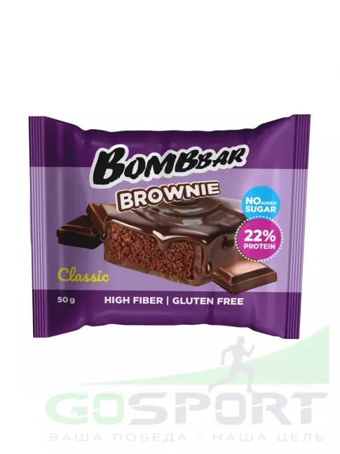 Протеиновый батончик BombBar Печенье глазированное "Брауни" 50 г, Классический
