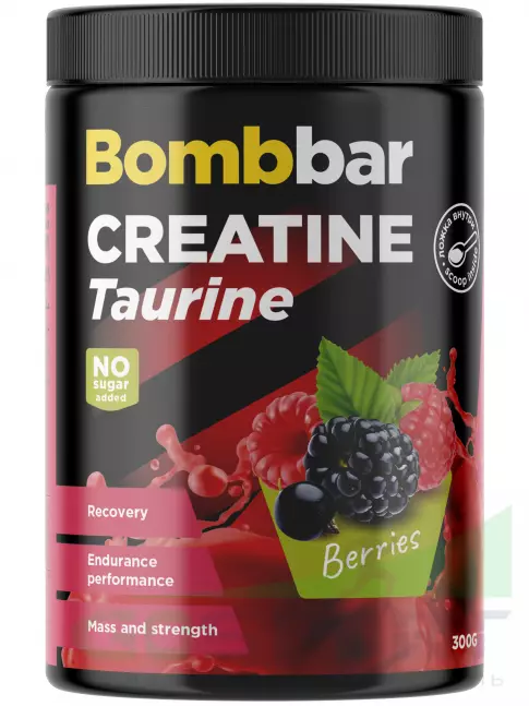 Креатиновый комплекс BombBar Creatine 2000 mg + Taurine 300 г, Ягоды