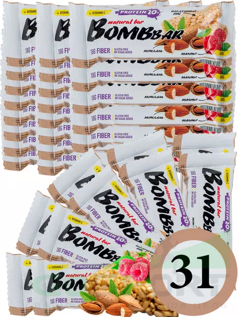 Протеиновый батончик BombBar Protein Bar 31 x 60 г, Рисовый