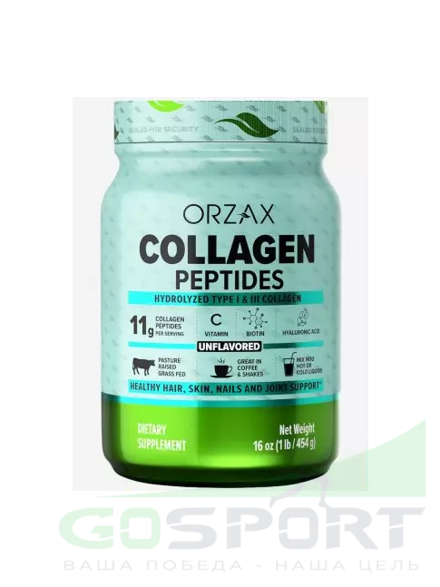 Коллаген гидролизованный Orzax Collagen Powder 454 г, Натуральный Коллаген гидролизованный Orzax Collagen Powder 454 г, Натуральный