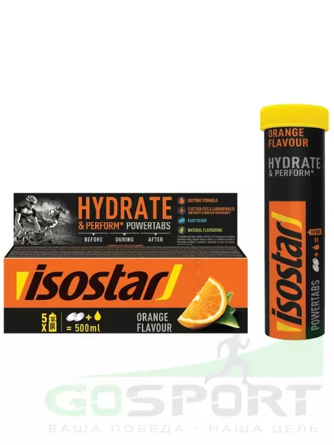 Изотоник ISOSTAR Изотонический напиток Powertabs 1 банка x 5 порций, Апельсин