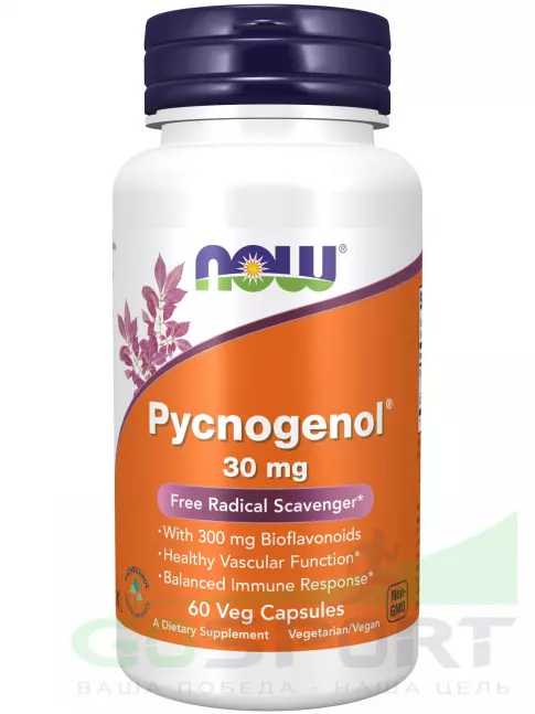  NOW FOODS Pycnogenol 30 mg 60 веган капсул