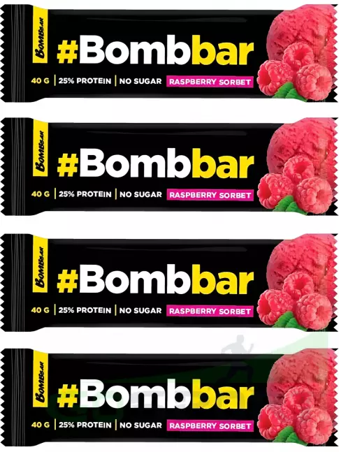 Протеиновый батончик BombBar Батончики в шоколаде без сахара 4 x 40 г, Малиновый сорбет Протеиновый батончик BombBar Батончики в шоколаде без сахара 4 x 40 г, Малиновый сорбет