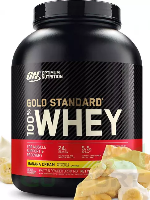 Optimum Nutrition 100% Whey Gold Standard 2270 г, Банановый крем Optimum Nutrition 100% Whey Gold Standard 2270 г, Банановый крем