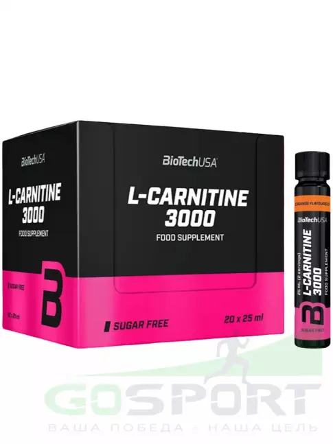L-Карнитин жидкий BioTechUSA L-Carnitine 3000 mg 20 x 25 мл, Апельсин