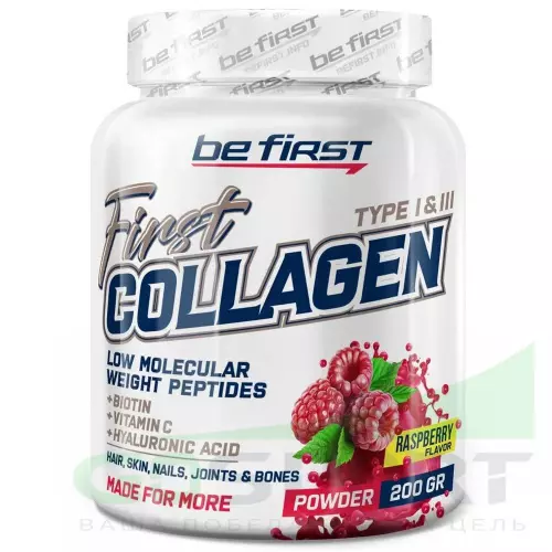  Be First First Collagen + hyaluronic acid + vitamin C (коллаген с гиалуроновой кислотой и витамином С) 200 г, Малина