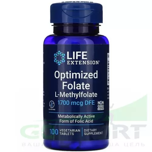  Life Extension Optimized Folate 1700 mcg DFE 100 вегетарианских капсул