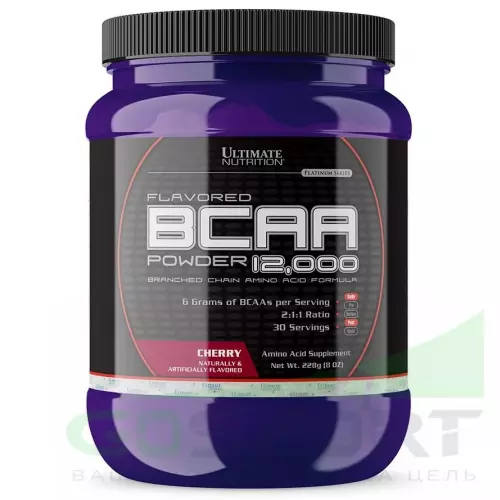 БСАА Ultimate Nutrition Flavored BCAA 12000 Powder 2:1:1 228 г, Вишня
