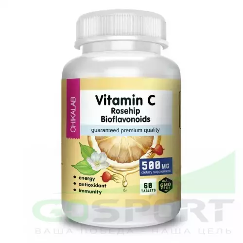  Chikalab Vitamin C Plus Rosehip Plus Bioflavonoids 60 таблеток, Нейтральный