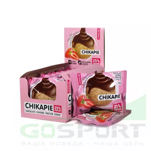 Протеиновый батончик Chikalab ChikaPie 9 x 60 г, Клубника в шоколаде