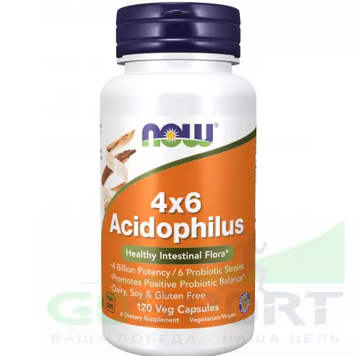 Пробиотик NOW FOODS 4х6 Acidophilus 120 Веган капсулы