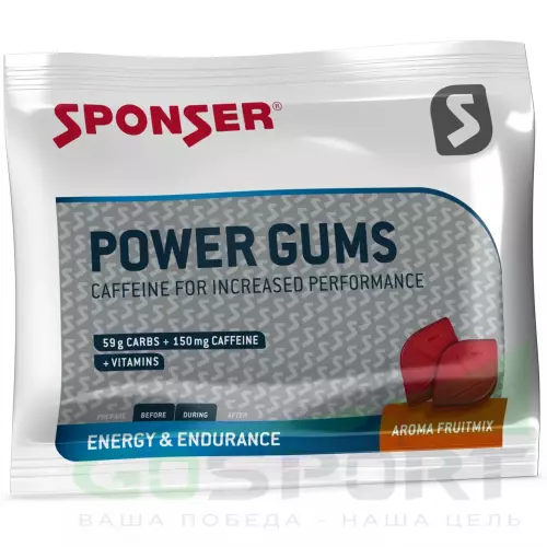  SPONSER RED POWER GUMS + кофеин 150mg 10 конфет, Фруктовый микс