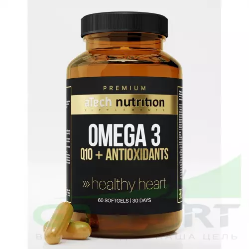 Омена-3 aTech Nutrition Omega 3+Q10 Premium 60 капсул, Нейтральный