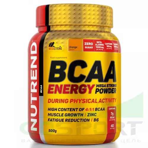 BCAA NUTREND BCAA ENERGY MEGA STRONG POWDER 4:1:1 500 г, Апельсин