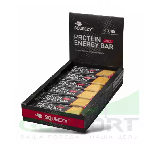 Протеиновый батончик SQUEEZY PROTEIN ENERGY BAR 12х50 г, Ванильный шоколад