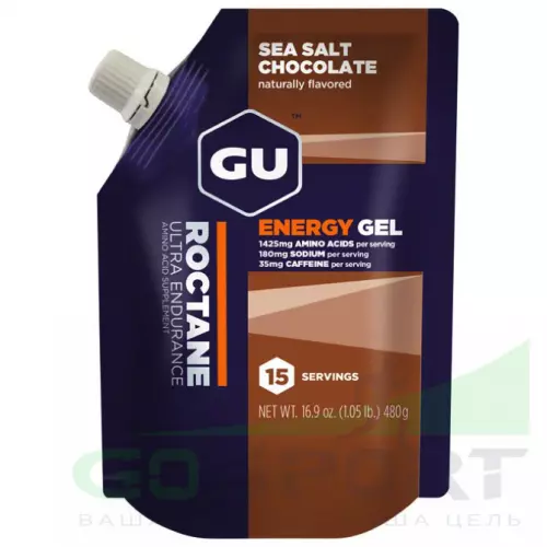 Энергетический гель GU ENERGY 1x15 GU ROCTANE ENERGY GEL 35mg caffeine 1 пакет x 480 г (15 порций), Шоколад-Морская соль