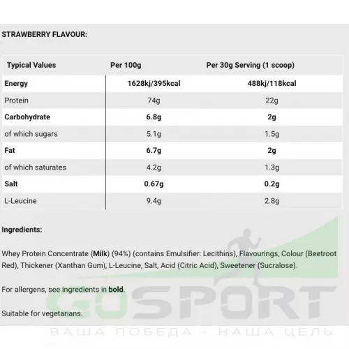  SCIENCE IN SPORT (SiS) REGO Whey Protein 450 г, Клубника