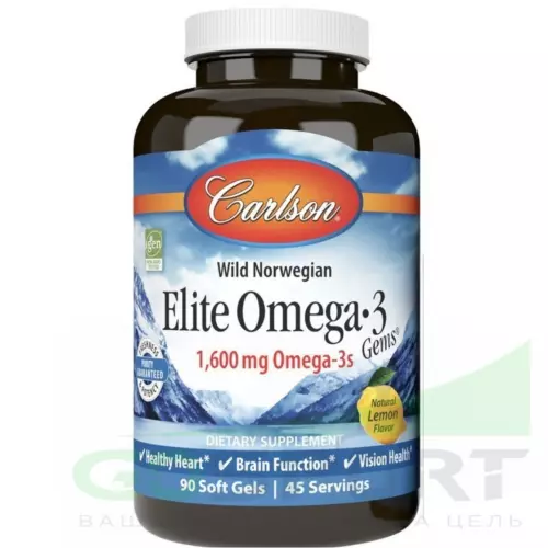 Омена-3 Carlson Labs Elite Omega 3 Wild Norwegian 1600 mg 90 soft gels