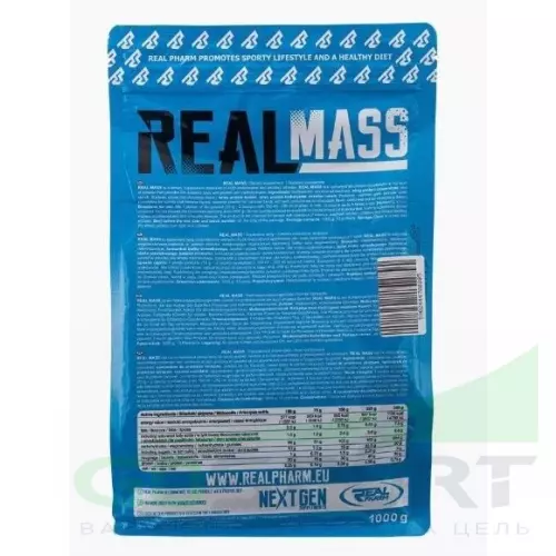 Гейнер Real Pharm Real Mass 1000 г, Шоколад