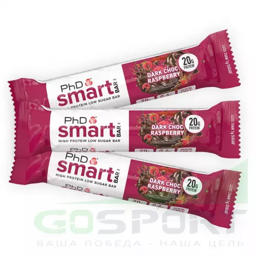 Протеиновый батончик PhD Nutrition Smart Bar 3 x 20 г, Тёмный шоколад / Малина