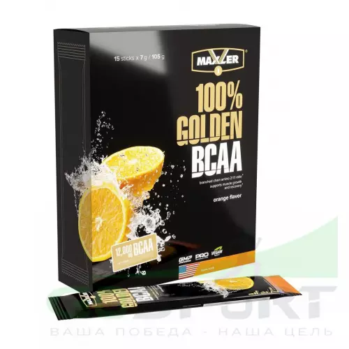 БСАА MAXLER Незаменимые аминокислоты Golden BCAA 15 x 7 г, Апельсин