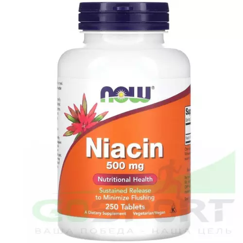  NOW FOODS Niacin 500 mg Витамин B3 250 таблеток
