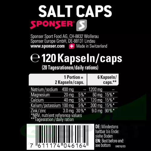  SPONSER SALT CAPS (СОЛЕНЫЕ КАПСУЛЫ) 120 капсул, Нейтральный