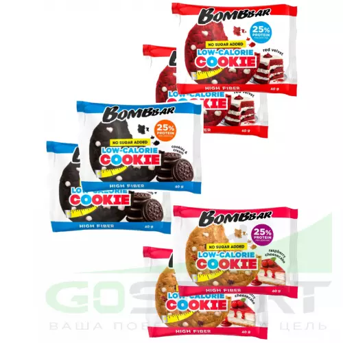 Протеиновый батончик Bombbar Protein cookie 40 6 x 40 г, Микс