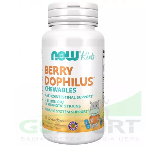 Пребиотик NOW FOODS Berry Dophilus Kids with 2 Billion, 10 Probiotic Strains 60 жевательных конфет