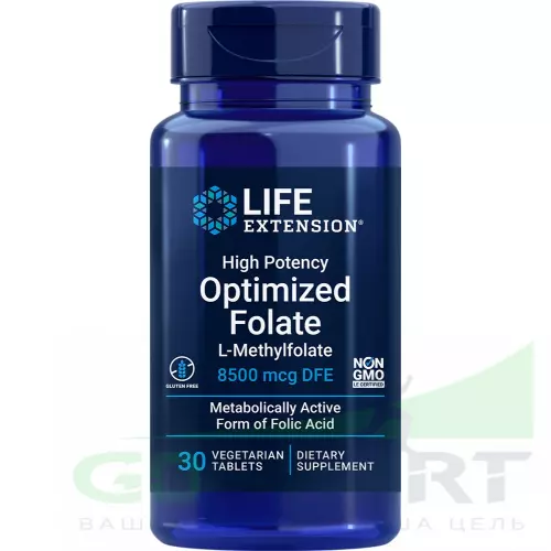  Life Extension High Potency Optimized Folate 8500 mcg DFE 30 таблеток