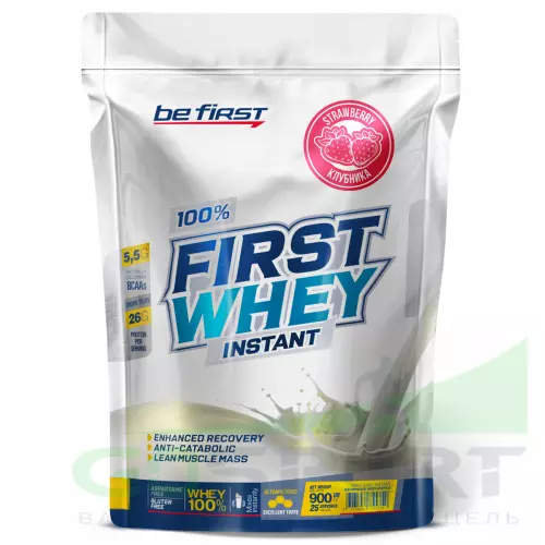  Be First First Whey Instant (сывороточный протеин) 900 г, Клубника