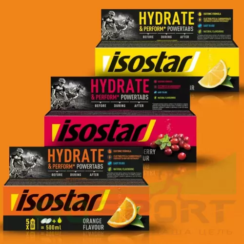Изотоник ISOSTAR Изотонический напиток Powertabs 3 банка x 5 порций, Mix