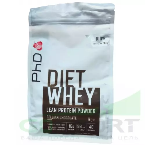  PhD Nutrition Diet Whey Lean protein Powder 1000 г, Бельгийский шоколад