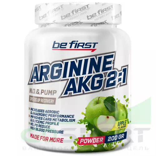 ААКГ Be First Arginine AKG 2:1 (AAKG) powder (аргинин альфа-кетоглутарат) 200 г, Яблоко
