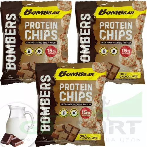  Bombbar Protein Chips 3 x 50 г, Молочный шоколад