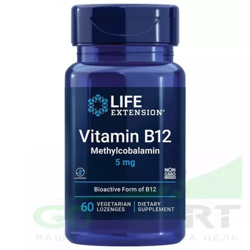  Life Extension Vitamin B12 Methylcobalamin 5 mg 60 вегетарианских капсул, Ваниль