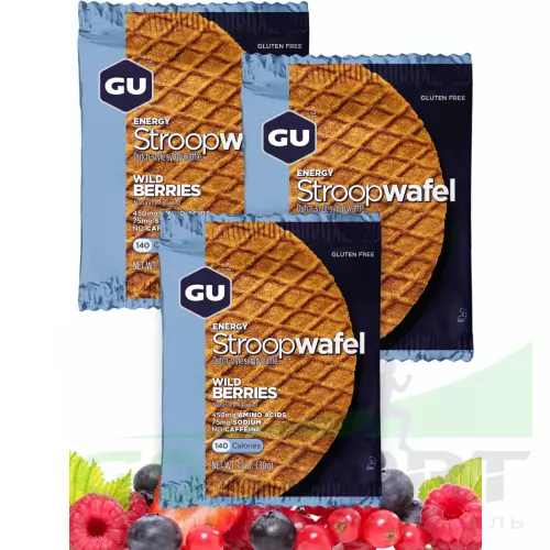 Энергетический батончик GU ENERGY GU ENERGY STROOPWAFEL no caffeine 1 x 3, Дикие ягоды