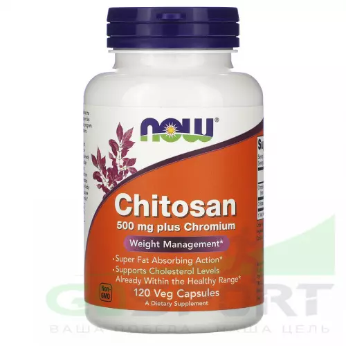  NOW FOODS Chitosan Plus Chromium 500 мг 120 веган капсул