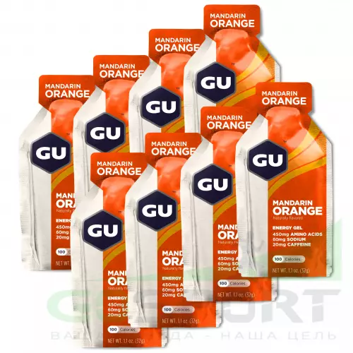 Гель питьевой GU ENERGY GU ORIGINAL ENERGY GEL 20mg caffeine 8 стика x 32 г, Апельсин-Мандарин
