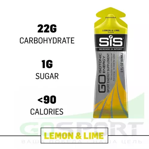 Гель питьевой SCIENCE IN SPORT (SiS) GO Isotonic Energy Gels 30 x 60 мл, Лимон-Лайм