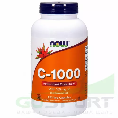 Витамин C NOW C-1000 250 веган капсул, нейтральный