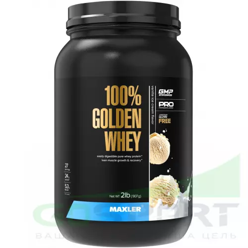  MAXLER 100% Golden Whey 907 г, Ванильное мороженное